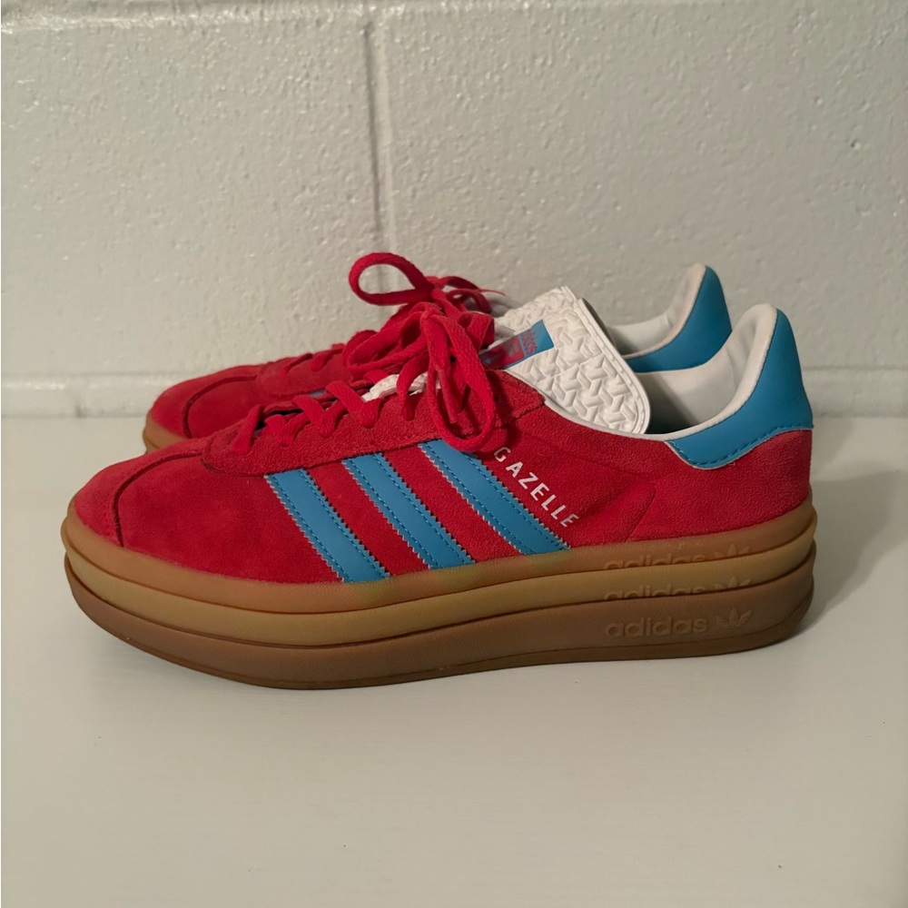 adidas Gazelle Platform Sneakers in Red and Blue
